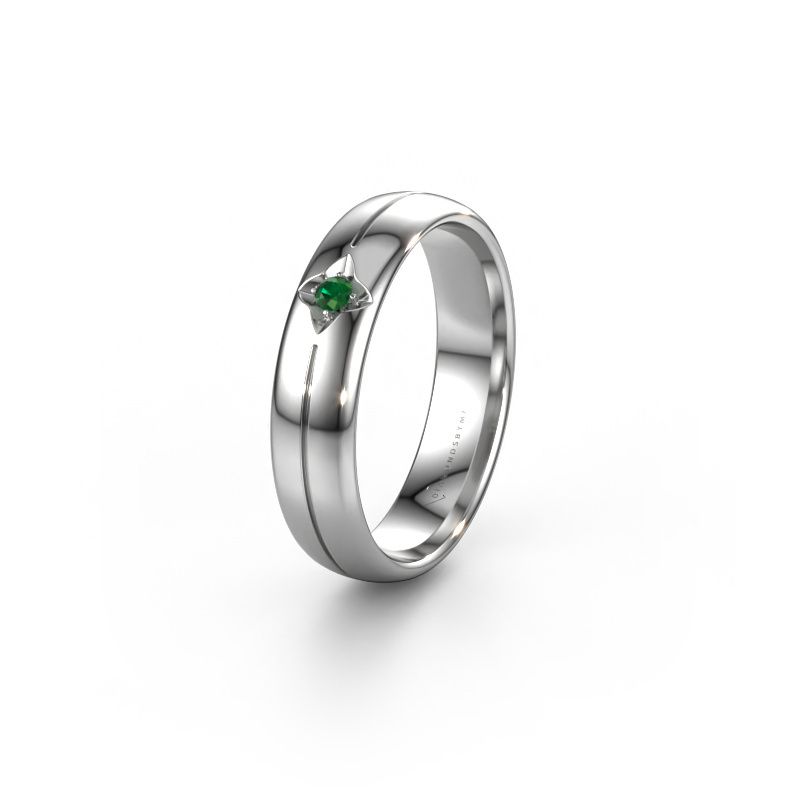 Wedding ring WH0221L35X 950 platinum emerald ±5x1.5 mm