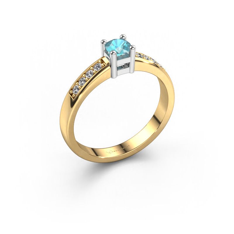 Verlobungsring Eline 2 585 Gold Blau Topas 3.7 mm