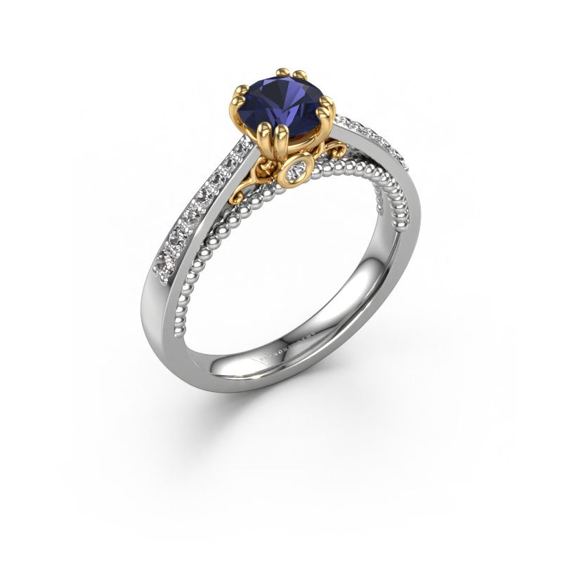 Verlobungsring Rozella 585 Weißgold Saphir 5.5 mm