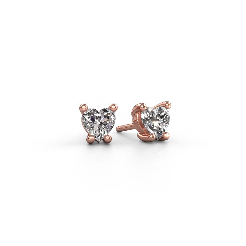 Earrings Sam Heart 585 rose gold diamond 0.50 crt