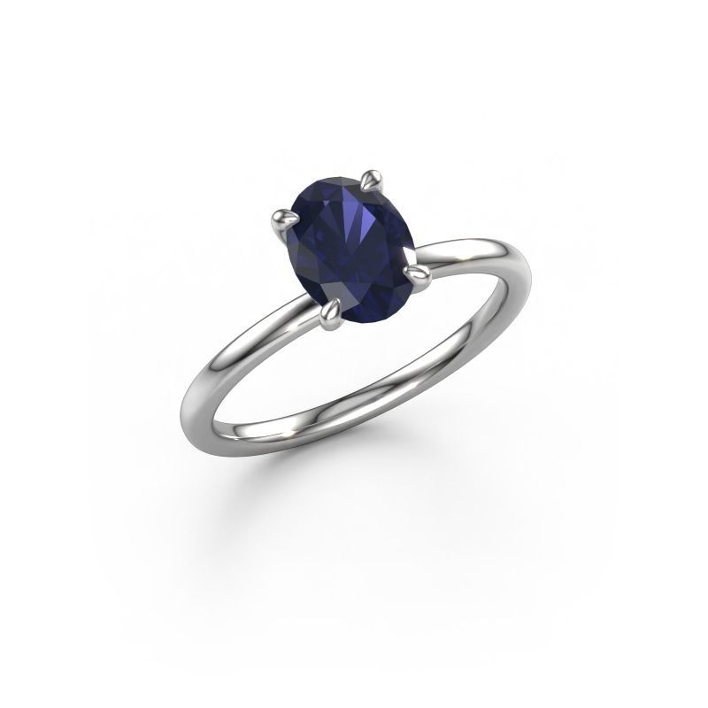 Bague de fiançailles Crystal OVL 1 950 platine saphir 8x6 mm