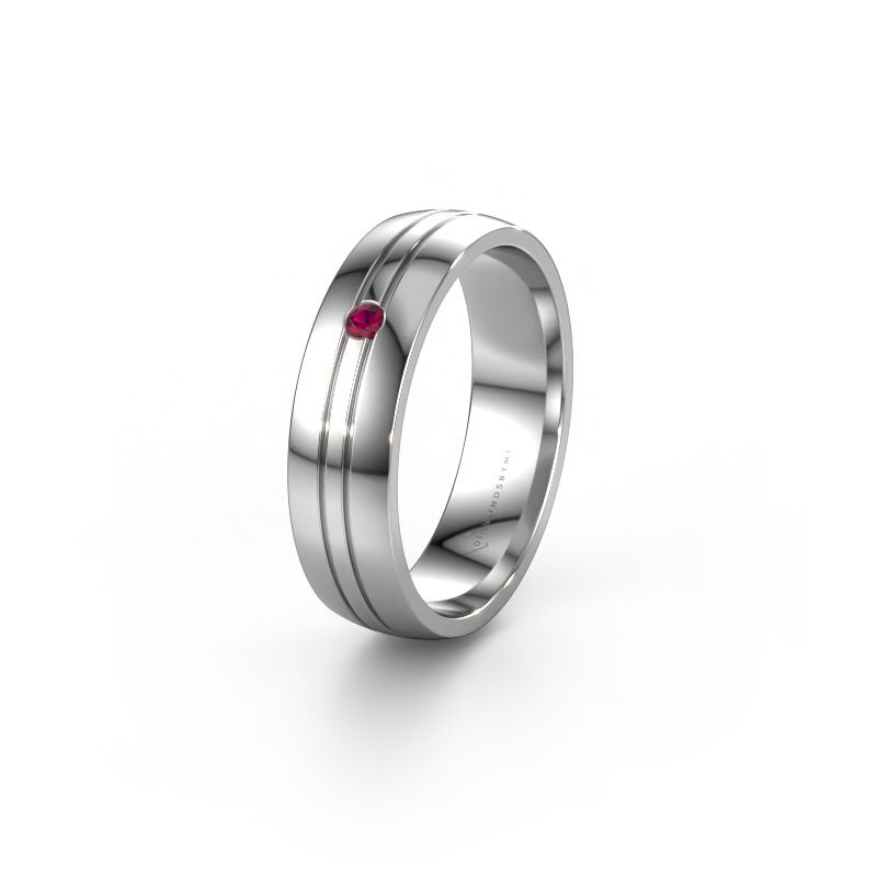 Trouwring WH0420L25X 950 platina rhodoliet ±5x1.5 mm