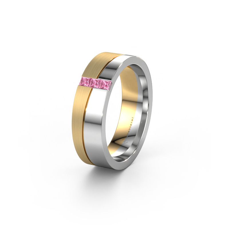 Wedding ring WH0906L16A 585 white gold pink sapphire ±6x1.7 mm