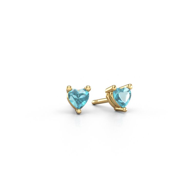 Stud earrings Garnet 585 gold blue topaz 4 mm