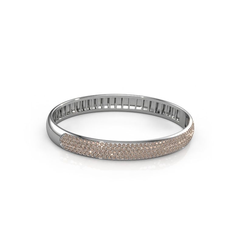Bracelet jonc Emely 8mm 585 or blanc diamant brun 3.036 crt