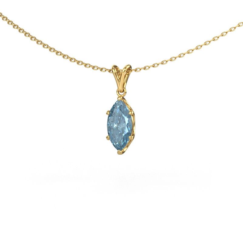 Pendant Sam MRQ 585 gold blue lab grown diamond 10x5 mm