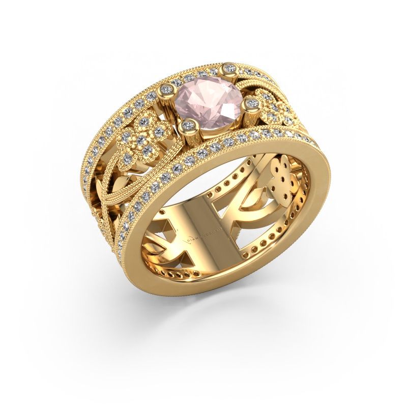 Ring Severine 585 gult guld champagnefärgad morganit 6 mm