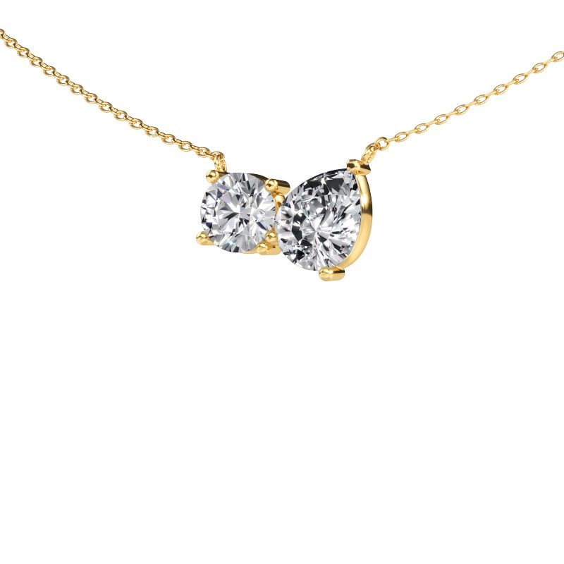 Hänge Toi et Moi RND PER 585 gult guld labbodlad diamant 2.50 crt
