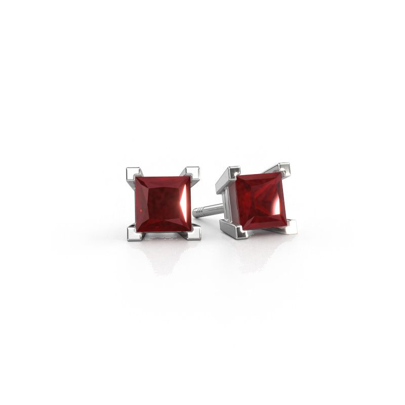 Clous d'oreilles Ariane 950 platine rubis 5 mm