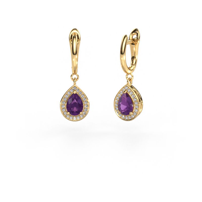 Pendants d'oreilles Ginger 1 585 or jaune améthyste 7x5 mm