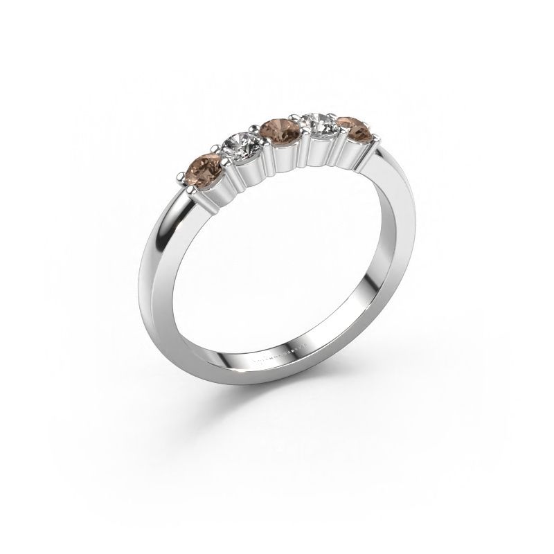 Ring Yasmin 5 585 white gold brown diamond 0.50 crt