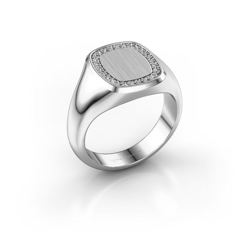 Image of Men's ring floris cushion 2<br/>950 platinum<br/>Diamond 0.21 crt
