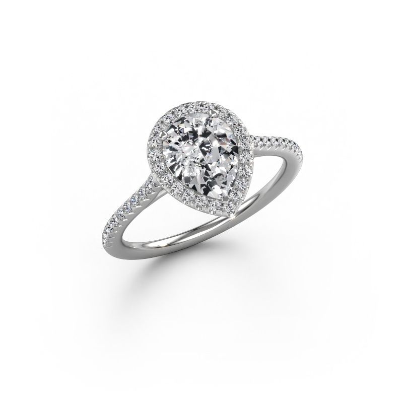 Engagement ring Seline per 2 950 platinum zirconia 8x6 mm