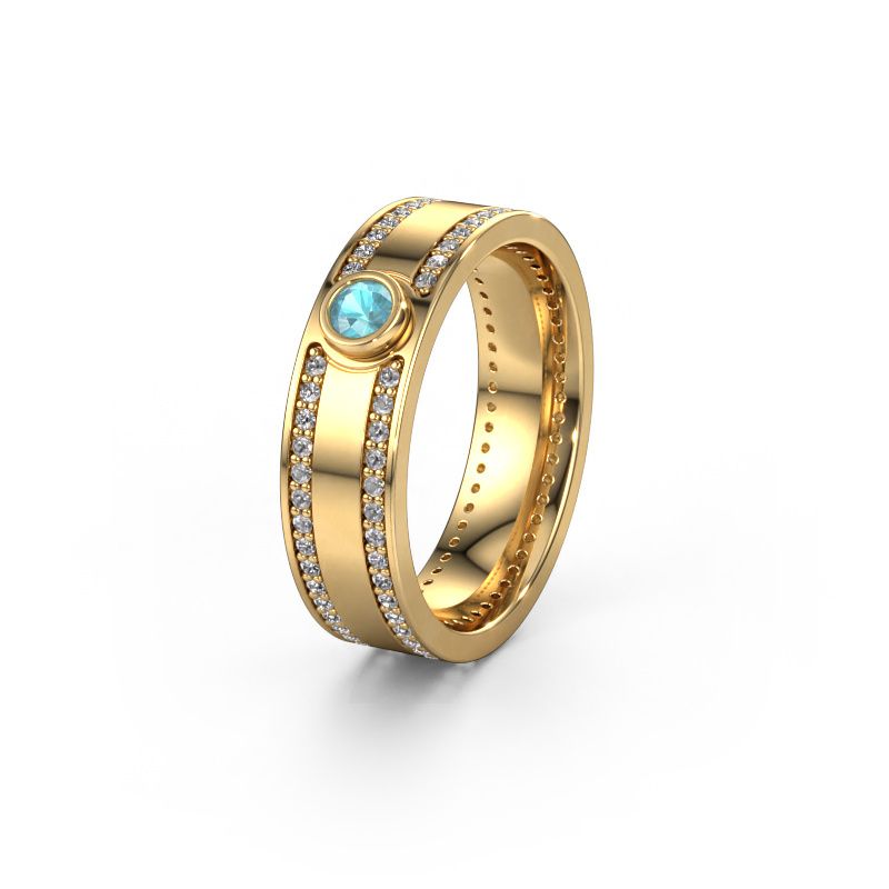 Wedding ring WH2044P 585 gold blue topaz ±6x2 mm