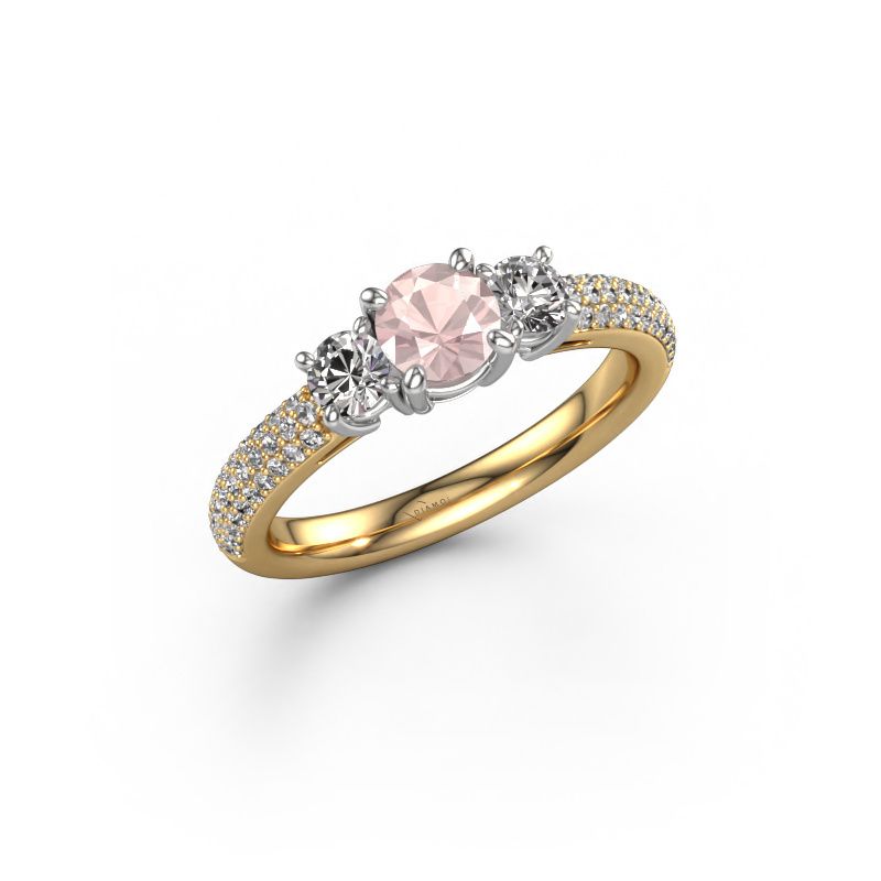 Anello di fidanzamento Marielle RND 585 oro morganite champagne 6 mm