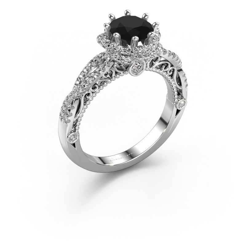 Verlovingsring Lysanne 950 platina zwarte diamant 1.75 crt