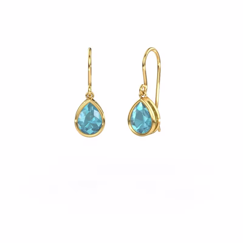 Earrings Lavon PER 585 gold blue topaz 8x6 mm