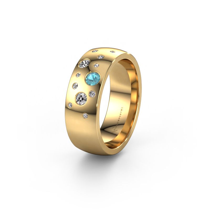 Wedding ring WH0141L26BP 585 gold blue topaz ±7x2 mm