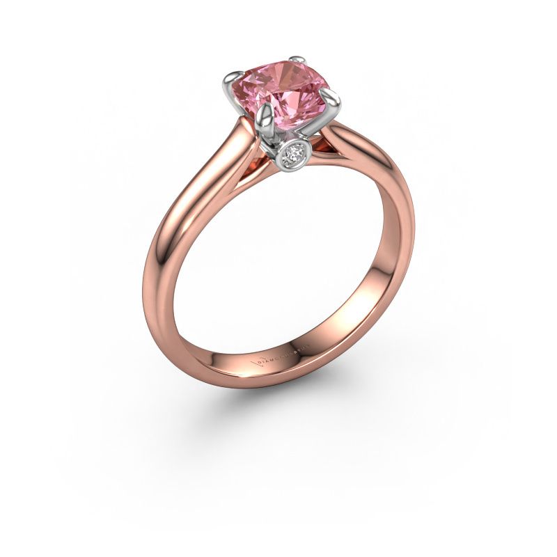Engagement ring Valorie cus 1 585 rose gold pink lab grown diamond 6 mm