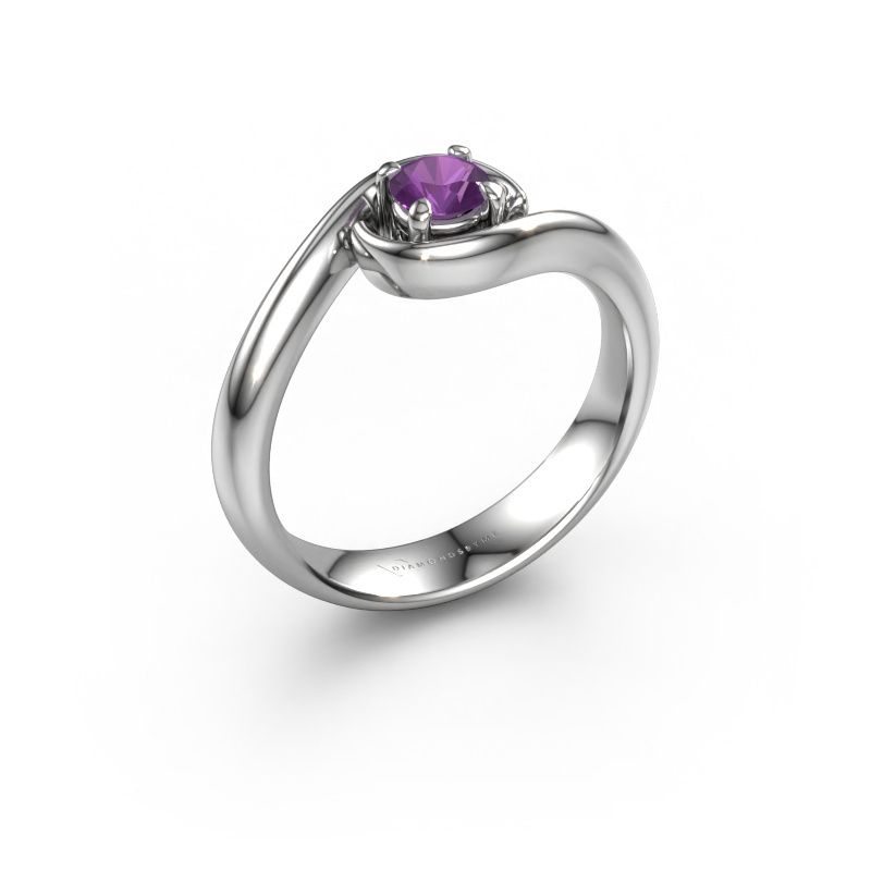 Verlovingsring Linn 950 platina amethist 4.2 mm