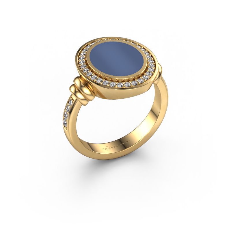 Chevalière Servie 2 585 or jaune nicolo bleue 12x10 mm