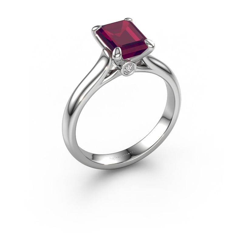 Engagement ring Valorie eme 1 585 white gold rhodolite 9x7 mm