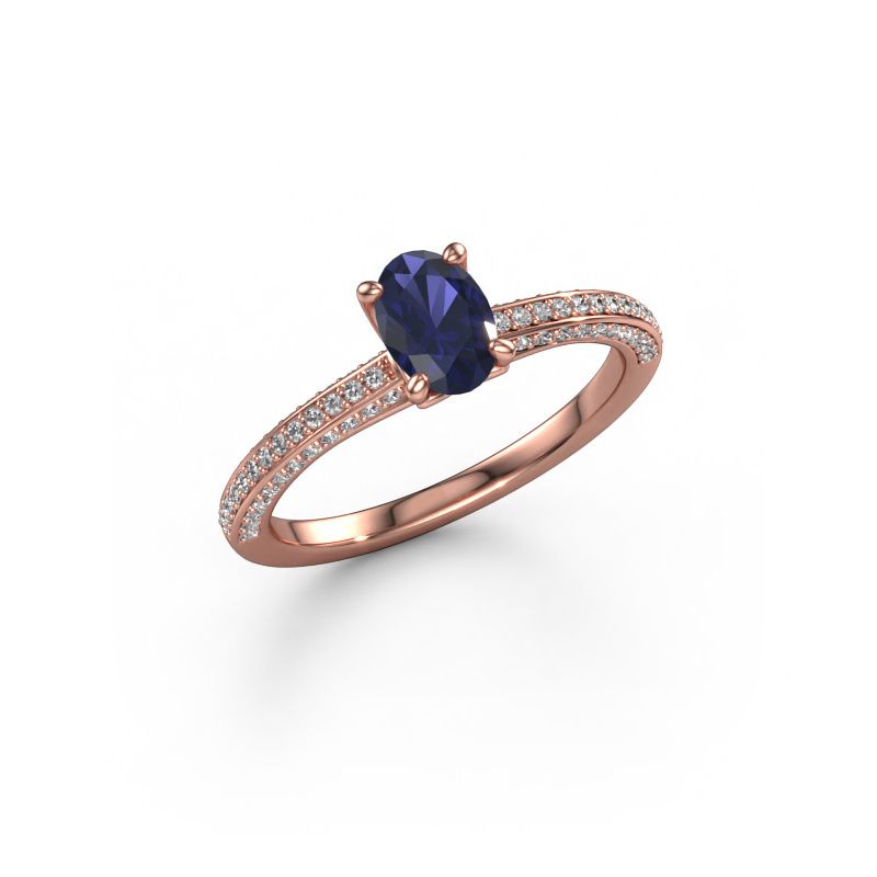 Bague de fiançailles Elenore ovl 585 or rose saphir 6.5x4.5 mm