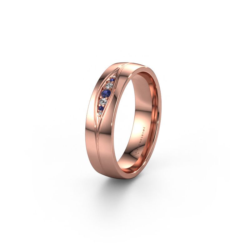 Trouwring WH0133L25AP 585 rosé goud saffier ±5x1.7 mm