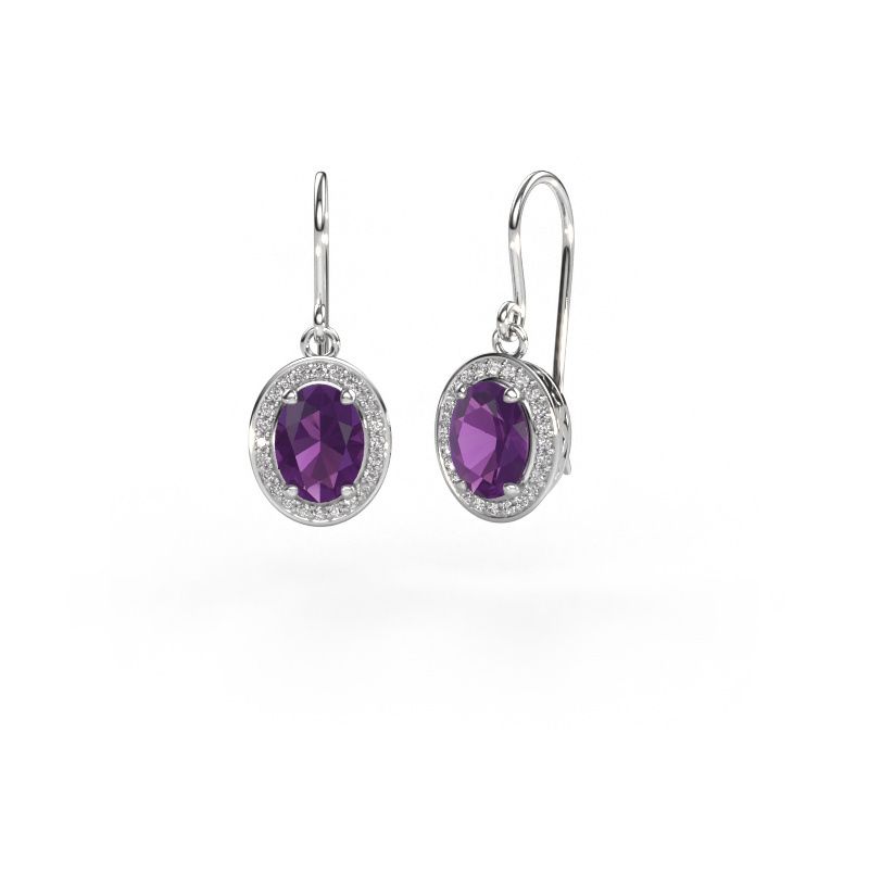 Drop earrings Latesha 950 platinum amethyst 7x5 mm