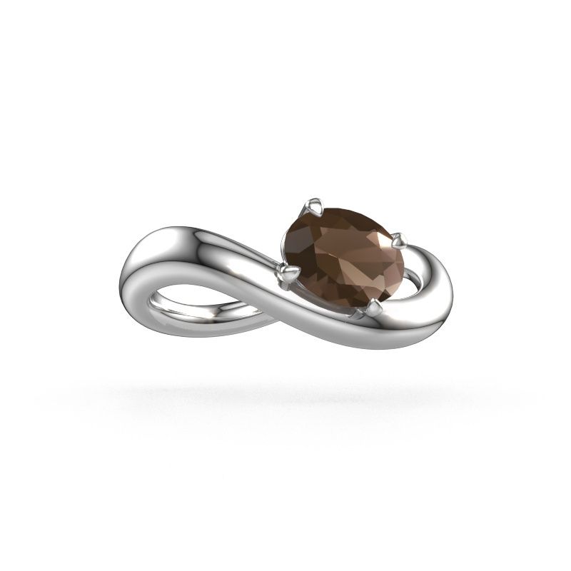 Verlovingsring Chloe OVL 585 witgoud rookkwarts 7,5x5,5 mm