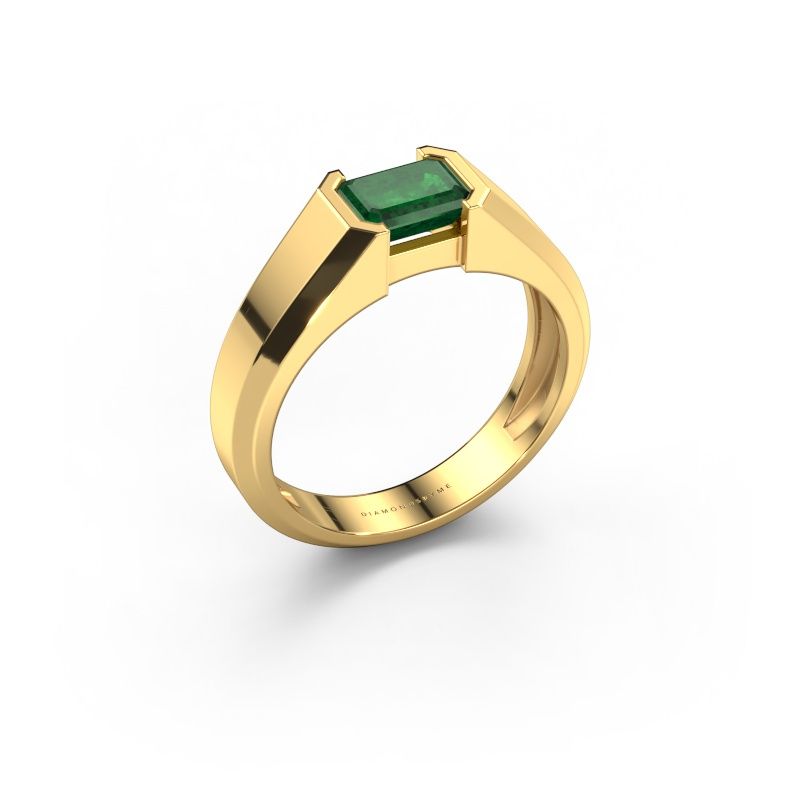 Heren ring Rick 585 goud smaragd 7x5 mm