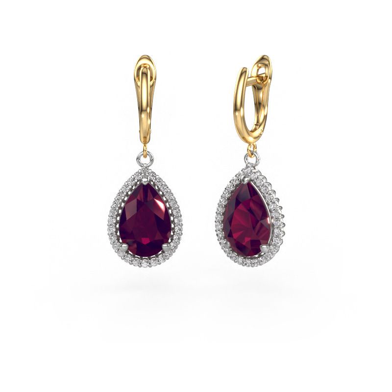 Pendants d'oreilles Tilly per 3 585 or blanc rhodolite 12x8 mm