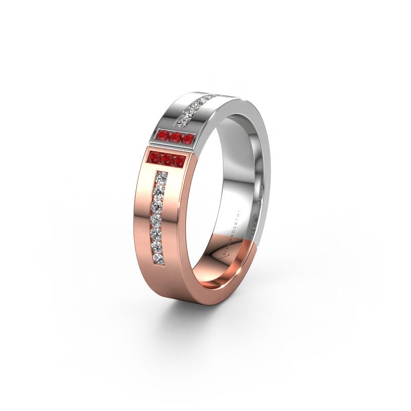 Trouwring WH1106L15AP20 585 rosé goud robijn ±5x1.7 mm