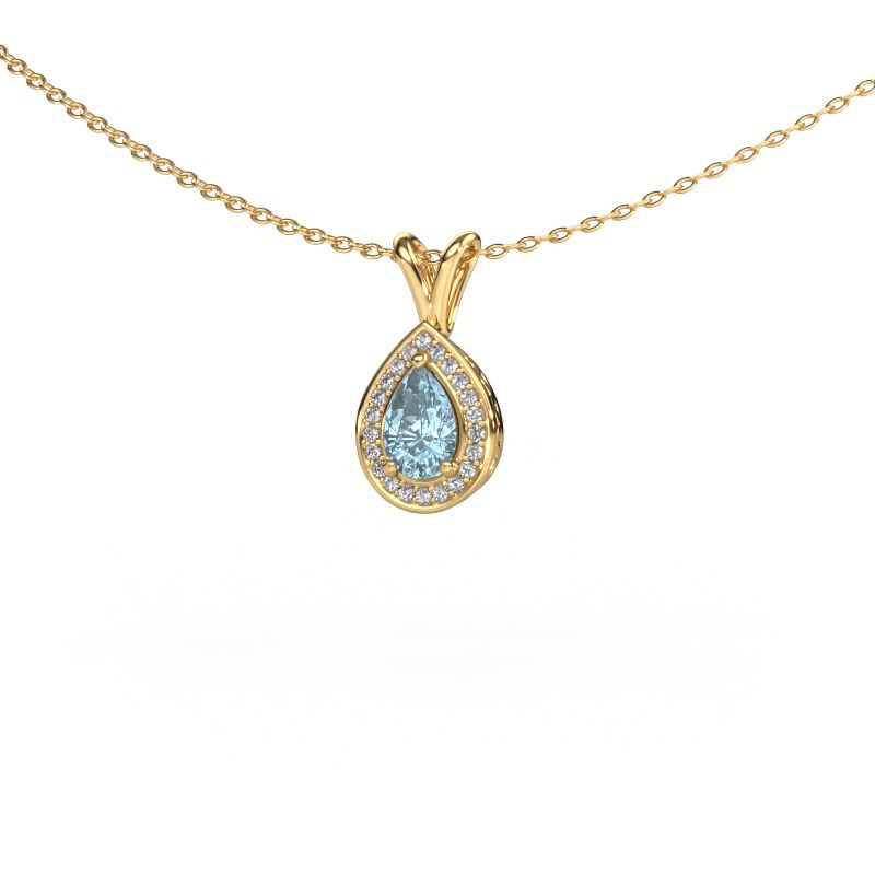 Pendant Barbar 585 gold blue lab grown diamond 6x4 mm