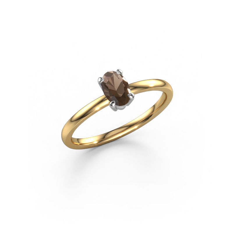 Engagement ring Lynelle 1 585 gold smokey quartz 6x4 mm