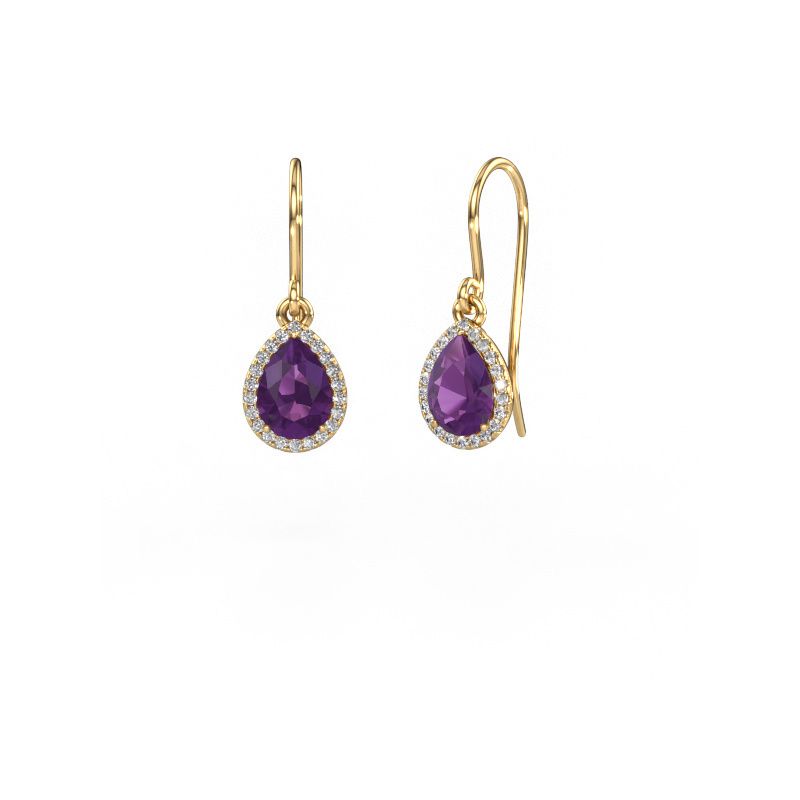 Drop earrings Seline per 585 gold amethyst 7x5 mm