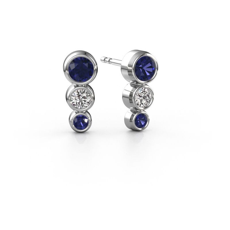 Stud earrings Linda 585 white gold sapphire 3 mm