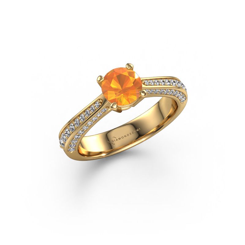 Engagement ring Ruby rnd 585 gold citrin 5.7 mm