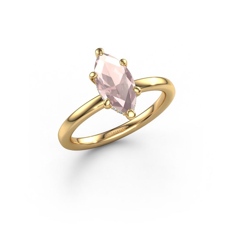 Engagement ring Simone MRQ 2 585 gold morganite champagne 11x5.5 mm