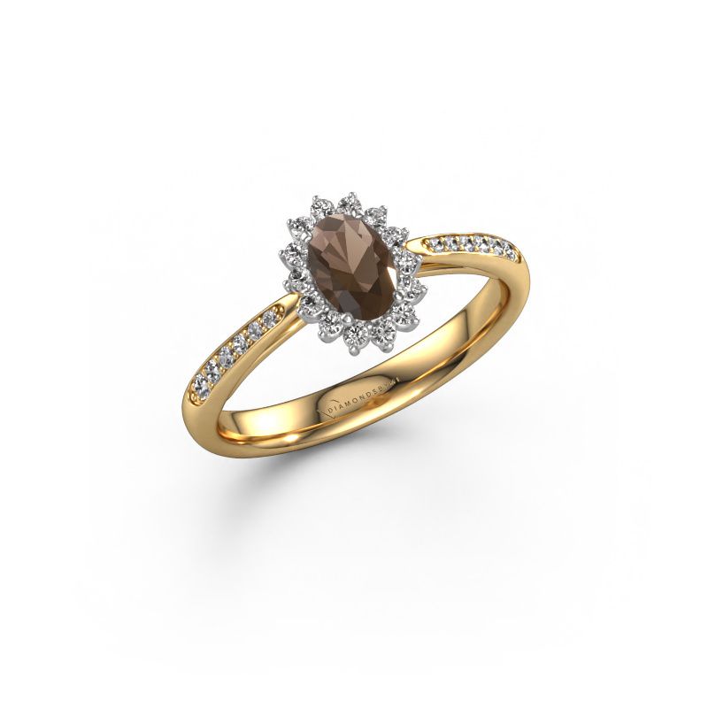 Verlovingsring Tilly ovl 2 585 goud rookkwarts 7x5 mm