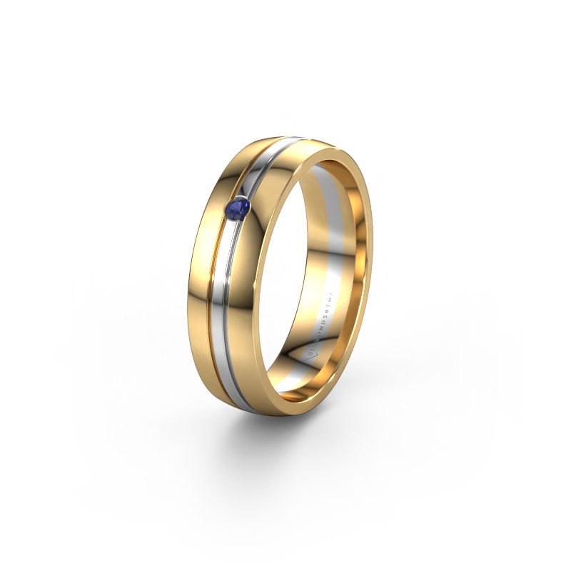 Trouwring WH0420L25X 585 goud saffier ±5x1.5 mm
