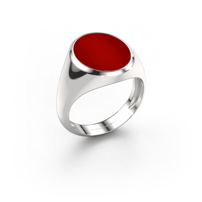 Signet ring Herman 4 light 585 white gold carnelian 15x12 mm
