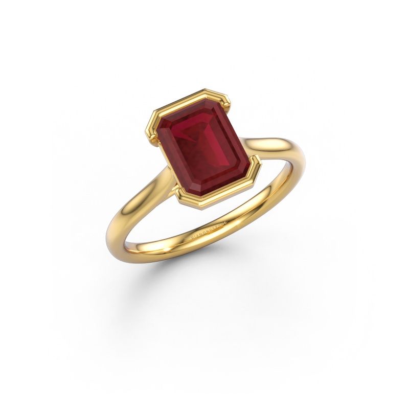 Verlovingsring Tayler EME 2 585 goud robijn 8x6 mm