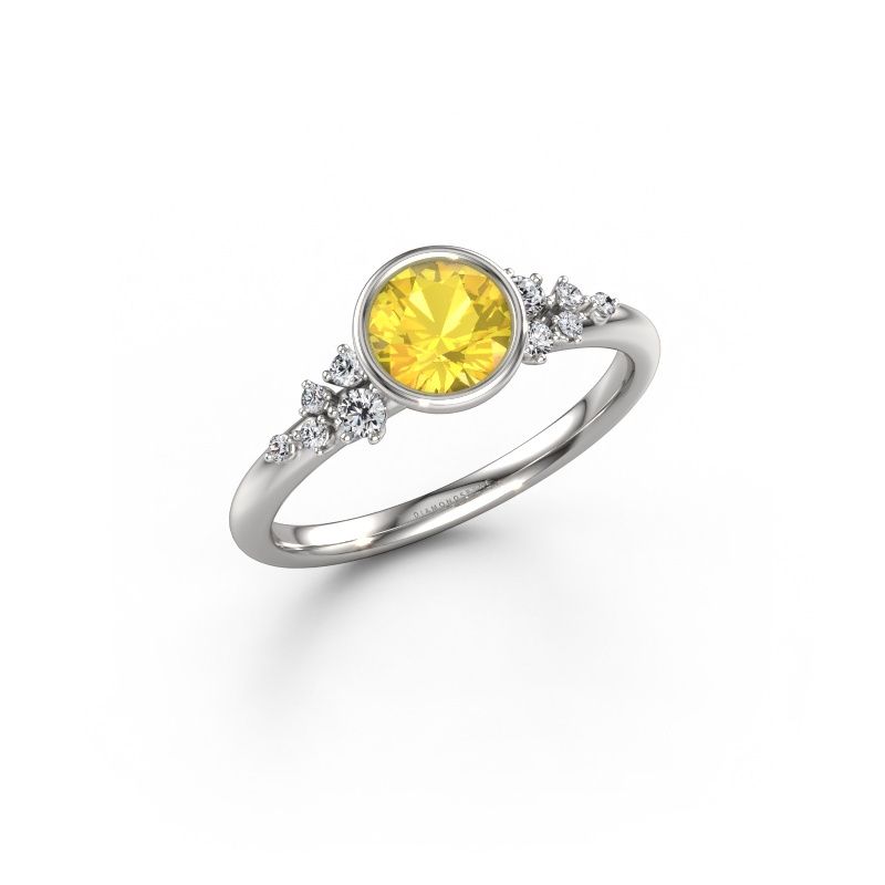 Engagement ring Aliyah RND 585 white gold yellow sapphire 5.7 mm
