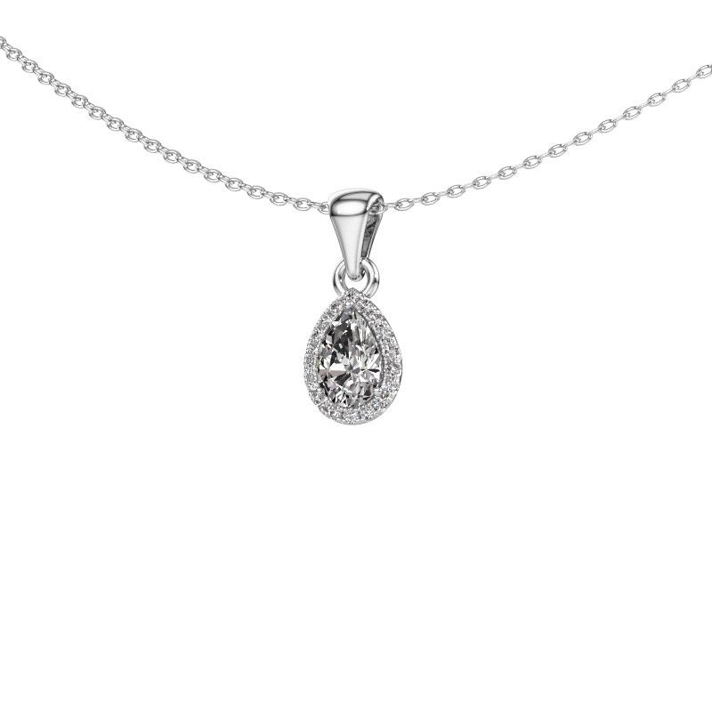 Image of Necklace seline per<br/>585 white gold<br/>Zirconia 6x4 mm