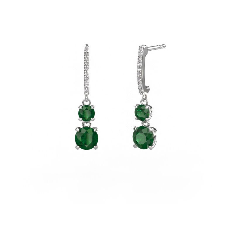 Pendants d'oreilles Tanja 2 950 platine emeraude 4.2 mm