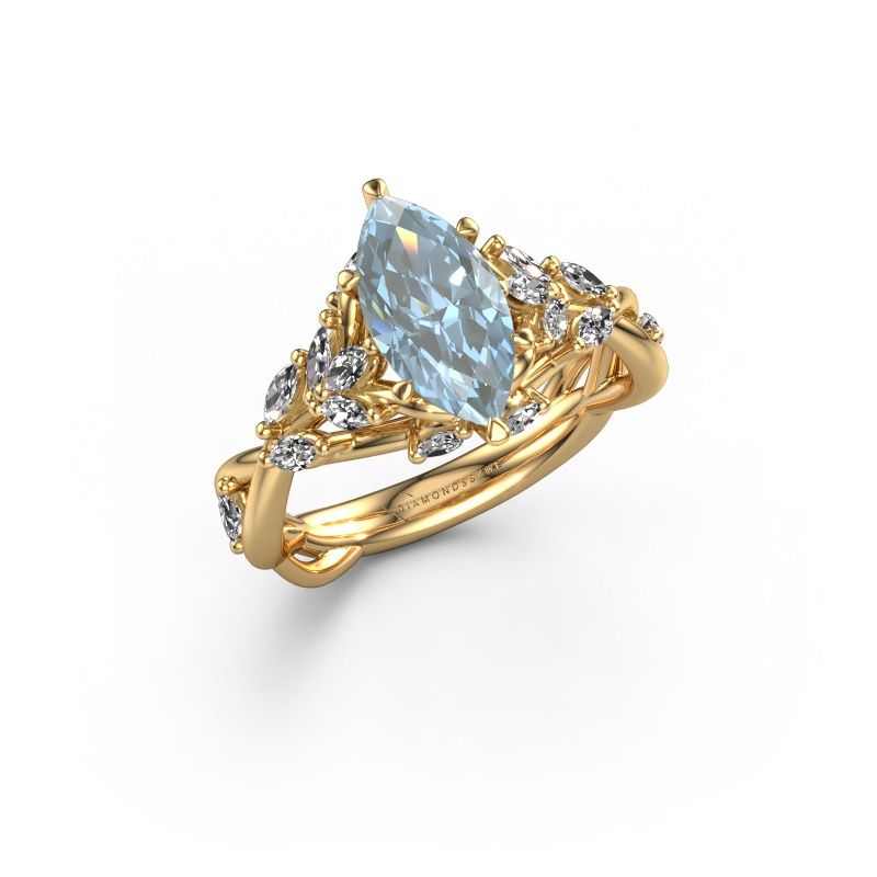 Engagement ring Samantha MRQ 585 gold blue lab grown diamond 11x5.5 mm
