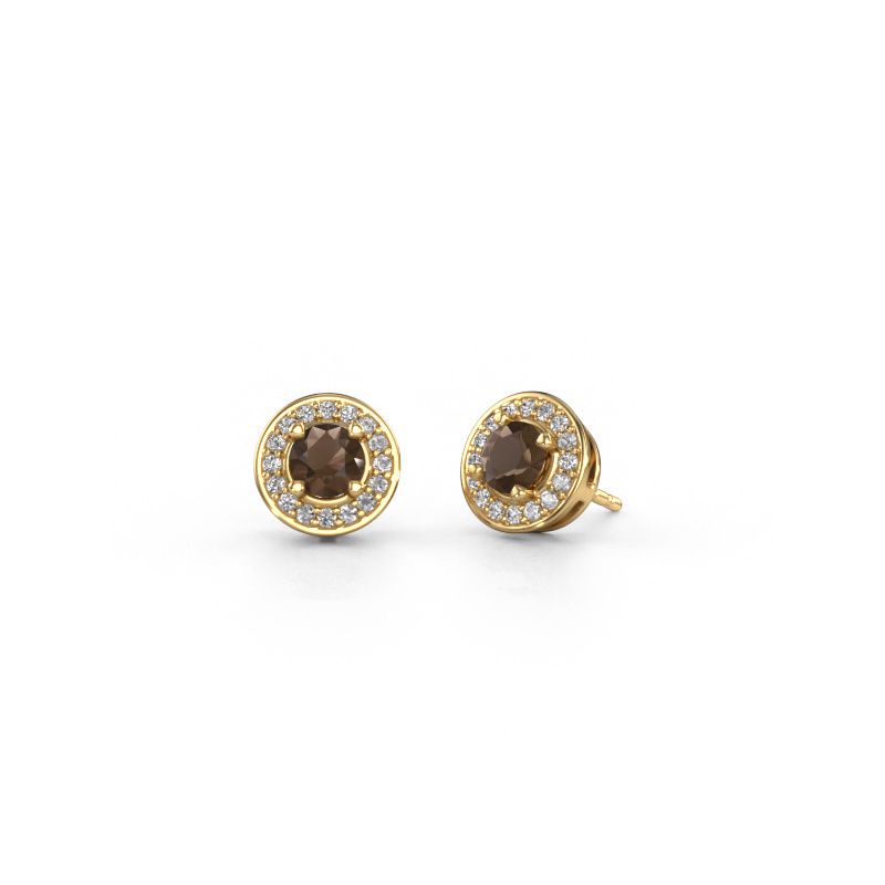 Clous d'oreilles Agaat 585 or jaune quartz fumé 5 mm