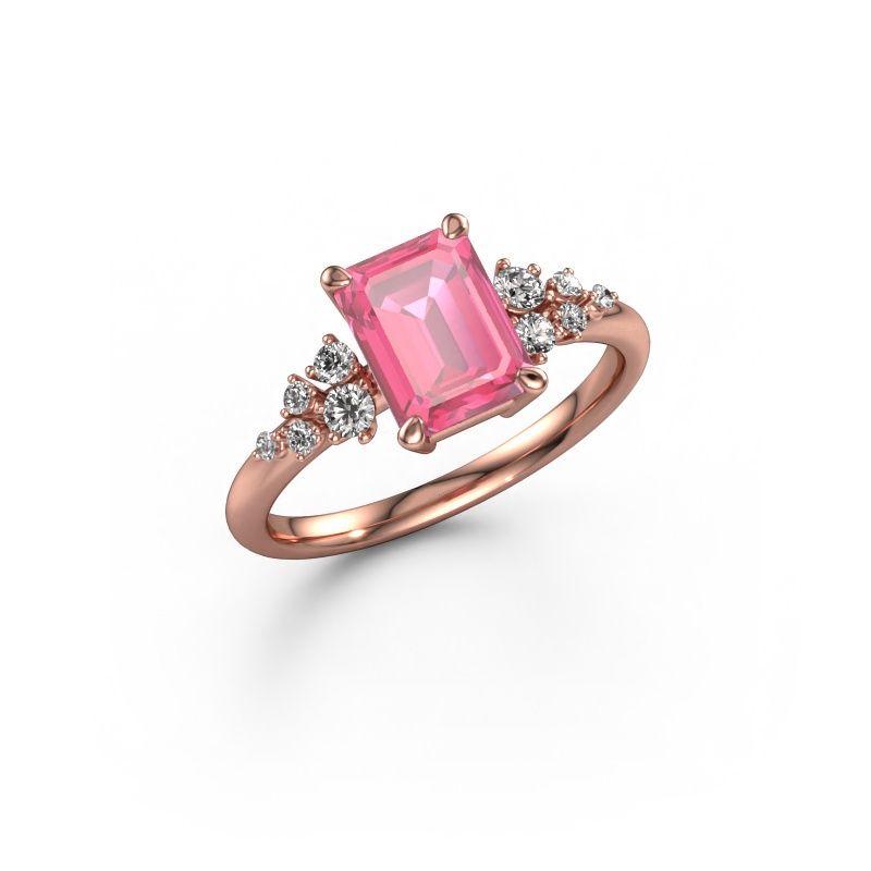 Ring Royce EME 585 rosé goud roze saffier 8x6 mm