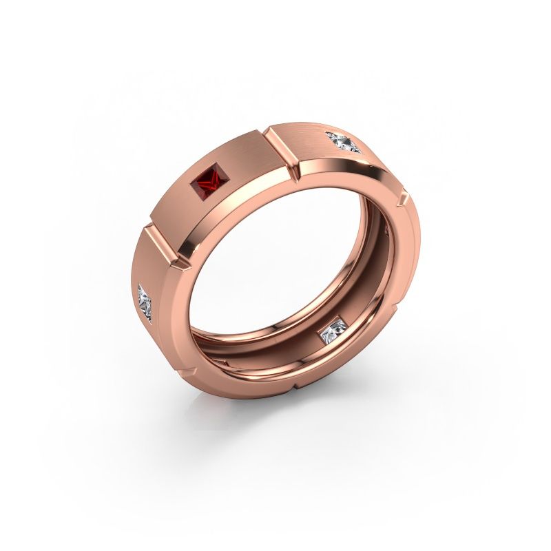 Herrenring Steve light 585 Roségold Granat 3 mm